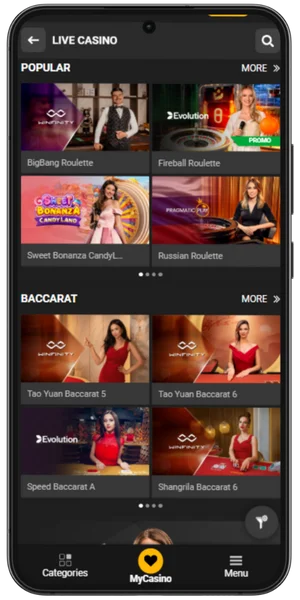 Melbet app live casino